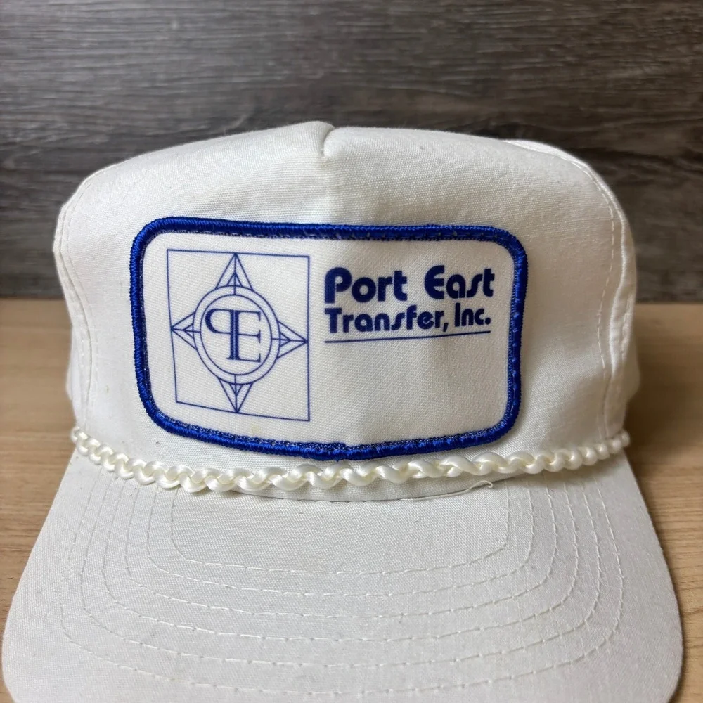 Vintage Port East Transfer Inc Hat Cap Snap Back White Trucker Adjustable‎